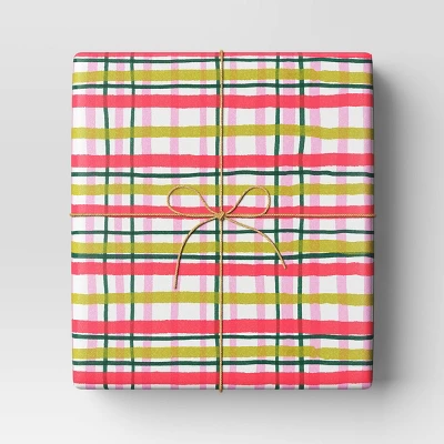 30” 20 Sq Ft Christmas Roll Wrap Pink/Green Plaid - Wondershop™ 1 30” 20 Sq Ft Christmas Roll Wrap Pink/Green Plaid - Wondershop™