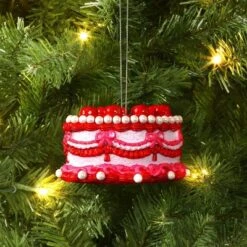 Christmas Resin Heart Cake Ornament Pink/Red - Wondershop™