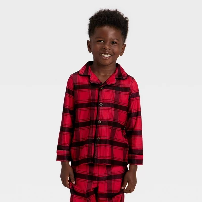 Toddler Plaid Long Sleeve Shirt And Pants Holiday Matching Family Pajama Set - Wondershop™ Red/Black 2 Toddler Plaid Long Sleeve Shirt And Pants Holiday Matching Family Pajama Set - Wondershop™ Red/Black - Image 2