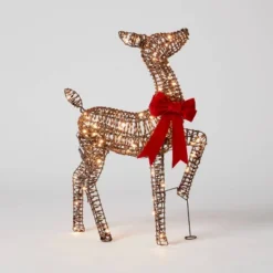 LED Faux Rattan Fawn With Red Bow Christmas Novelty Sculpture Light - Wondershop™ -Wondershop GUEST caf29859 95fb 465f a9bb 06e905b02379