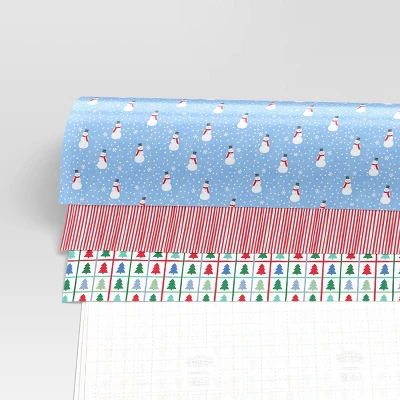 30" 3pk 180 Sq Ft Christmas Wrap Pack Snowmen/Red Stripes/Trees - Wondershop™ 2 30" 3pk 180 Sq Ft Christmas Wrap Pack Snowmen/Red Stripes/Trees - Wondershop™ - Image 2
