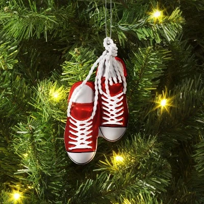5.31" Christmas Glass Red Sneakers Ornament - Wondershop™ 1 5.31" Christmas Glass Red Sneakers Ornament - Wondershop™