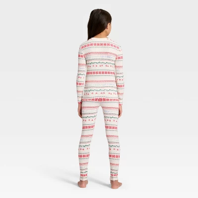 Kids' "Let It Snow" Fair Isle Cozy Knit Long Sleeve Shirt And Pants Holiday Matching Family Pajama Set - Wondershop™ Cream 1 Kids' "Let It Snow" Fair Isle Cozy Knit Long Sleeve Shirt And Pants Holiday Matching Family Pajama Set - Wondershop™ Cream