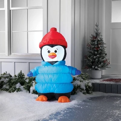 3'x4' Christmas Indoor/Outdoor Lighted Inflatable Penguin In Puffer Jacket - Wondershop™ 1 3'x4' Christmas Indoor/Outdoor Lighted Inflatable Penguin In Puffer Jacket - Wondershop™