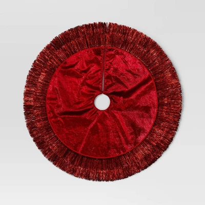 48" Christmas Tonal Tinsel Tree Skirt Red - Wondershop™ 2 48" Christmas Tonal Tinsel Tree Skirt Red - Wondershop™ - Image 2