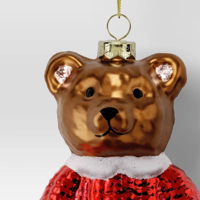 Christmas Glass Sweater Bear Ornament - Wondershop™ 2 Christmas Glass Sweater Bear Ornament - Wondershop™ - Image 2