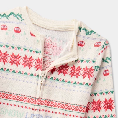 Baby "Let It Snow" Fair Isle Cozy Knit Holiday Matching Family Pajama Union Suit - Wondershop™ Cream 2 Baby "Let It Snow" Fair Isle Cozy Knit Holiday Matching Family Pajama Union Suit - Wondershop™ Cream - Image 2