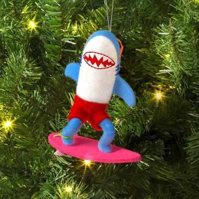 Christmas Felted Wool Shark With Surf Board Ornament - Wondershop™ 1 Christmas Felted Wool Shark With Surf Board Ornament - Wondershop™
