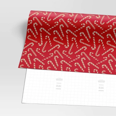 30” 20 Sq Ft Christmas Roll Wrap Scattered Candy Canes - Wondershop™ 2 30” 20 Sq Ft Christmas Roll Wrap Scattered Candy Canes - Wondershop™ - Image 2