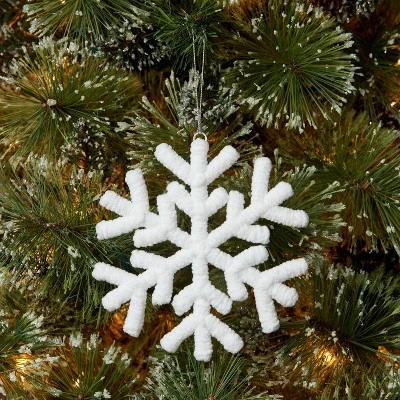 Yarn-Wrapped Snowflake Christmas Tree Ornament White - Wondershop™ 1 Yarn-Wrapped Snowflake Christmas Tree Ornament White - Wondershop™