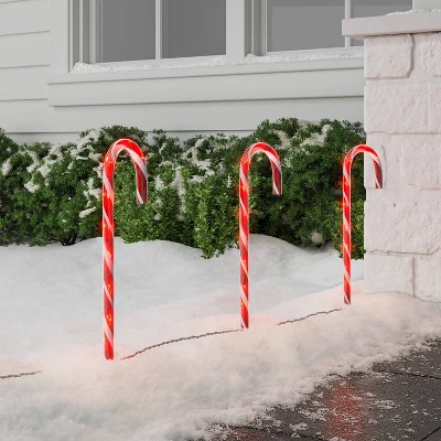 3pc LED Candy Cane Christmas Novelty Path Lights - Wondershop™ 1 3pc LED Candy Cane Christmas Novelty Path Lights - Wondershop™