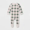 Baby Plaid Ribbed Holiday Matching Family Footed Pajama - Wondershop™ Cream