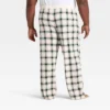 Men's Plaid Ribbed Holiday Matching Family Pajama Pants - Wondershop™ Cream